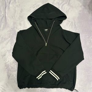 Avia Black Hooded Quarter Zip Windbreaker Jacket